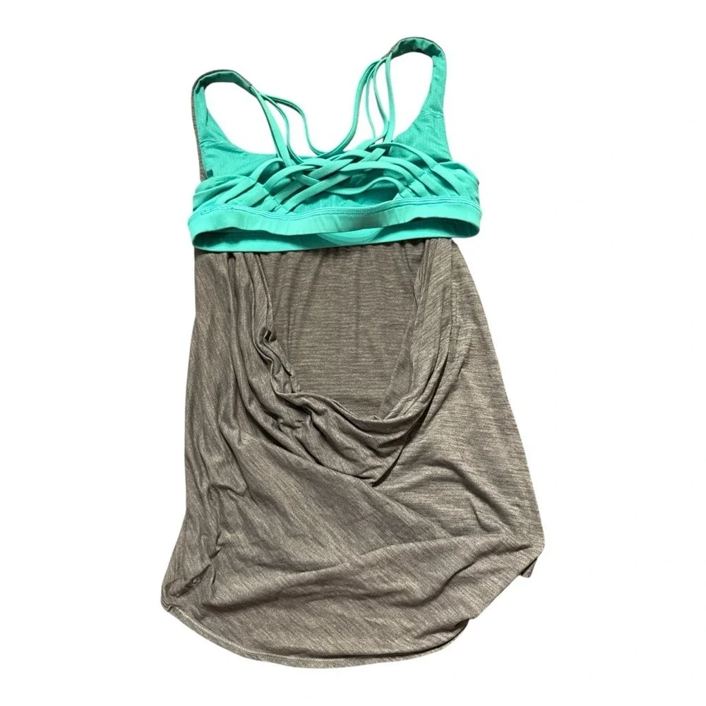 Lululemon‎ Athletica Gray Tank Top with Teal Straps